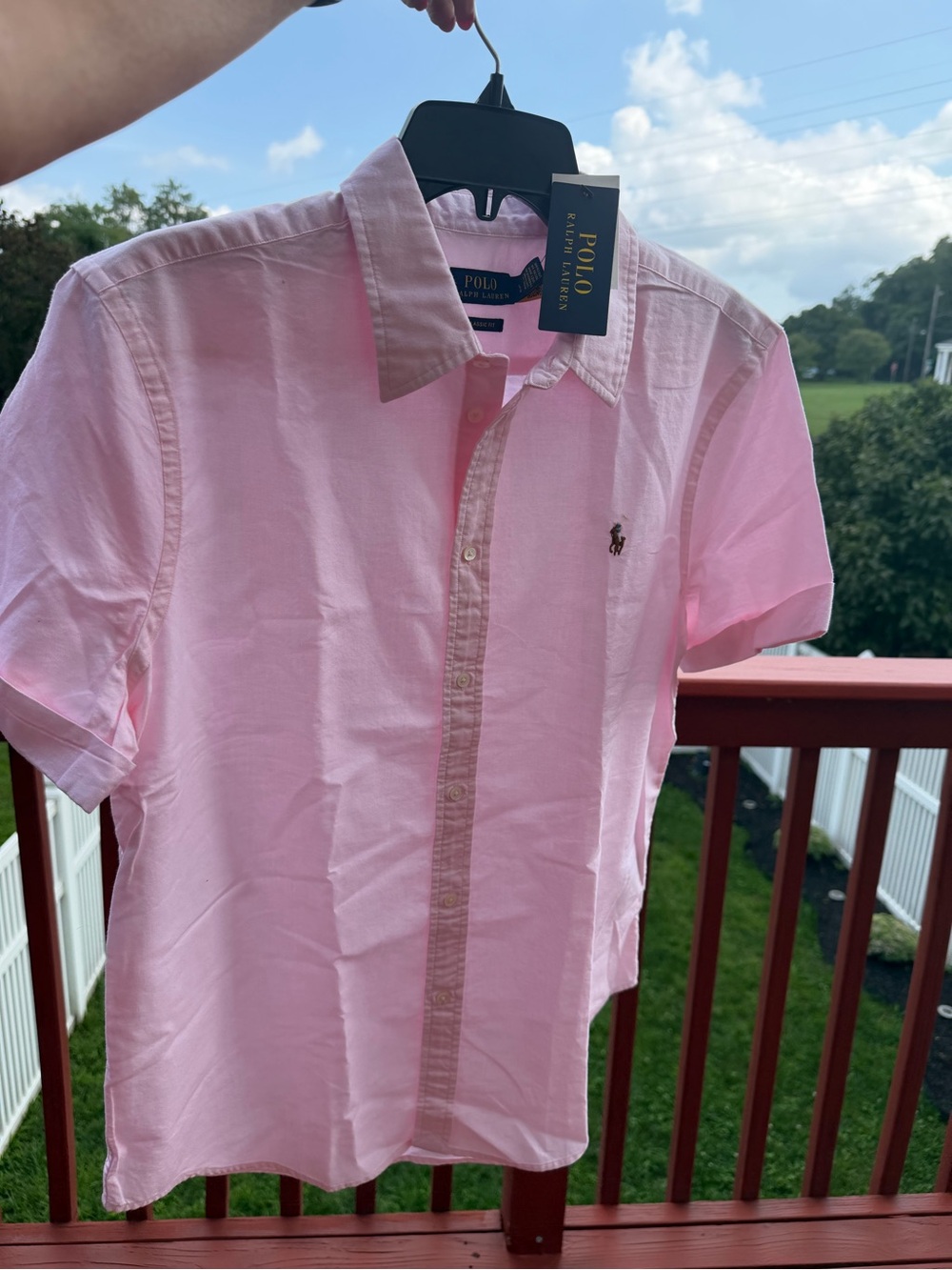 Ralph Lauren Women Cotton Oxford
Short-Sleeve Shirt NWT Light size L